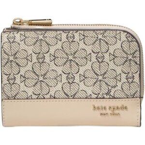 Devin Small Compact Wallet Women Neutral Multi Spade Flower Leather